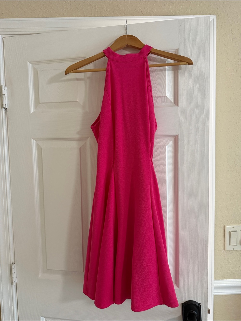 SHEIN Hot Pink Halter Neck Skater Mini Dress size M (US 6)